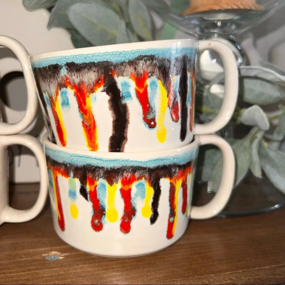 Crate&barrel dripped paint mugs